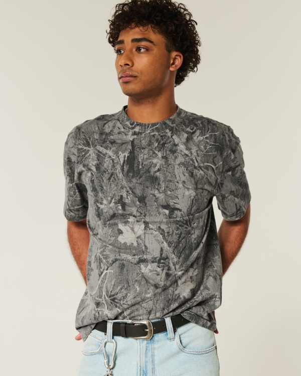 Boxy Heavyweight Camo Crew T-Shirt, Taupe Camo view 2