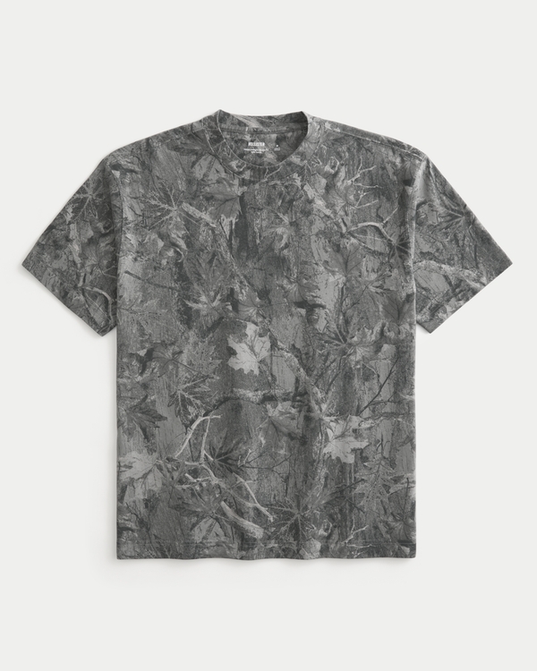 Boxy Heavyweight Camo Crew T-Shirt, Taupe Camo view 1