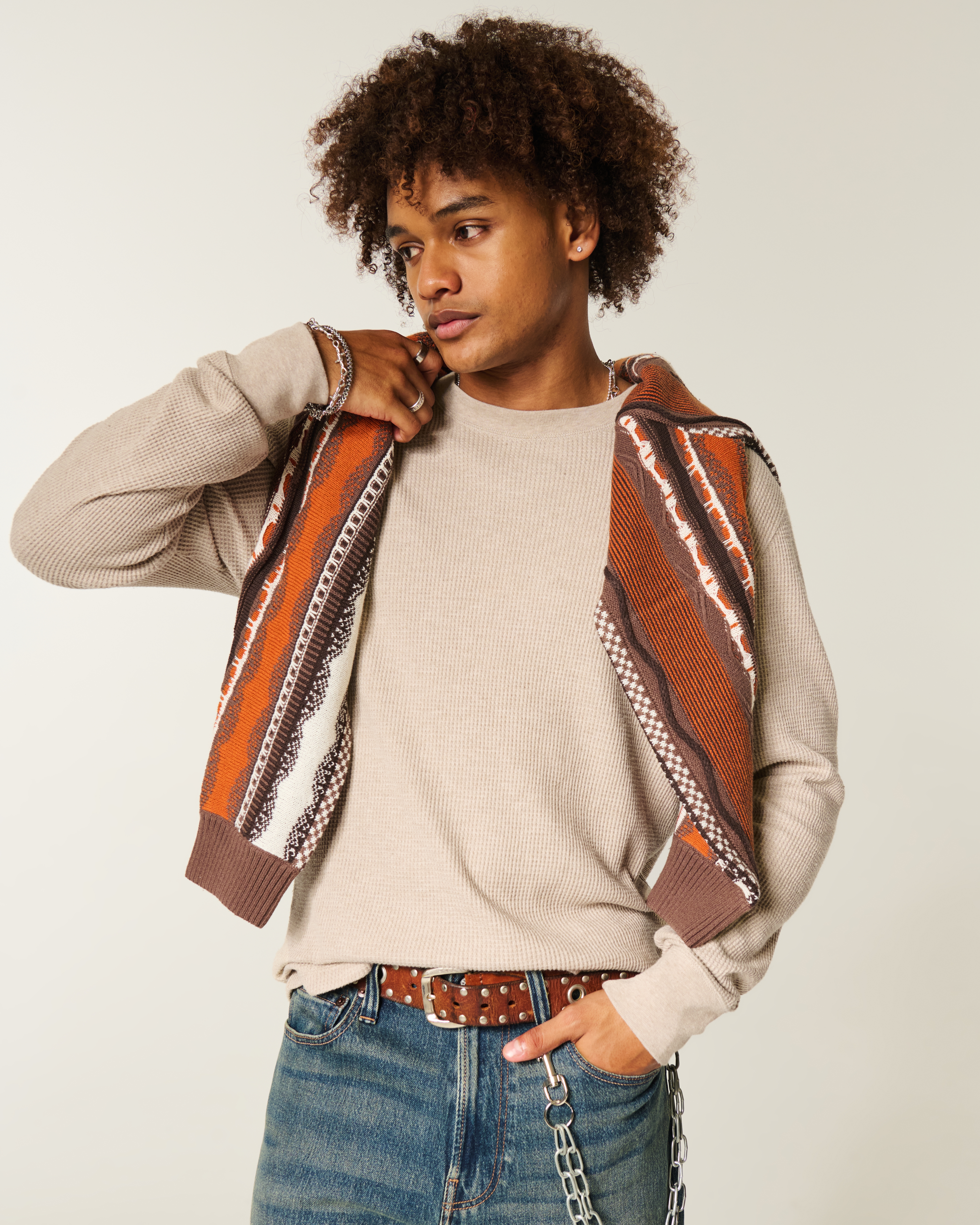 Relaxed Long-Sleeve Thermal Crew T-Shirt