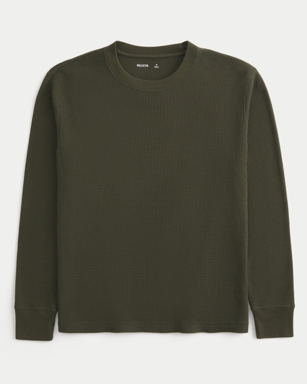 Relaxed Long-Sleeve Thermal Crew T-Shirt