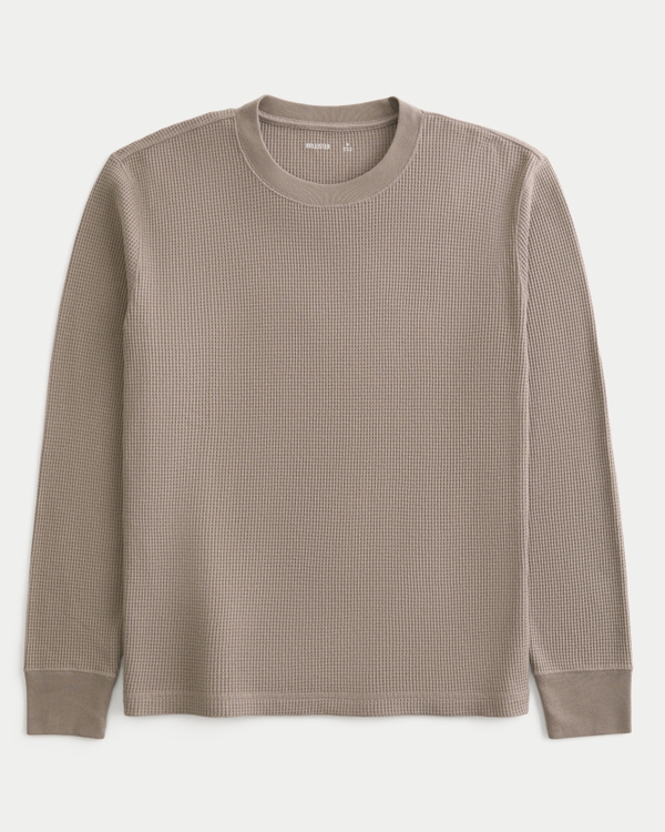 Relaxed Long-Sleeve Thermal Crew T-Shirt