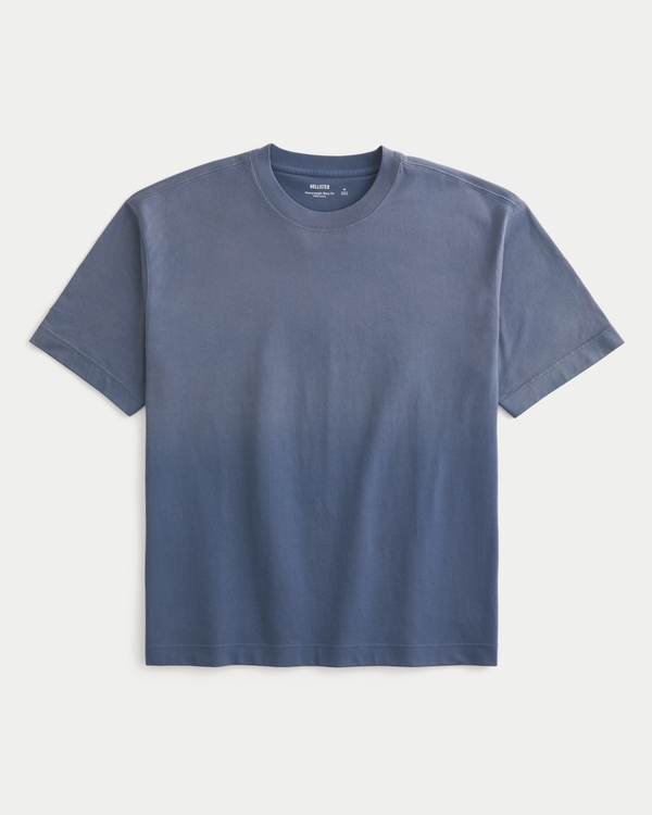 Boxy Heavyweight Washed Crew T-Shirt, Washed Navy view 1