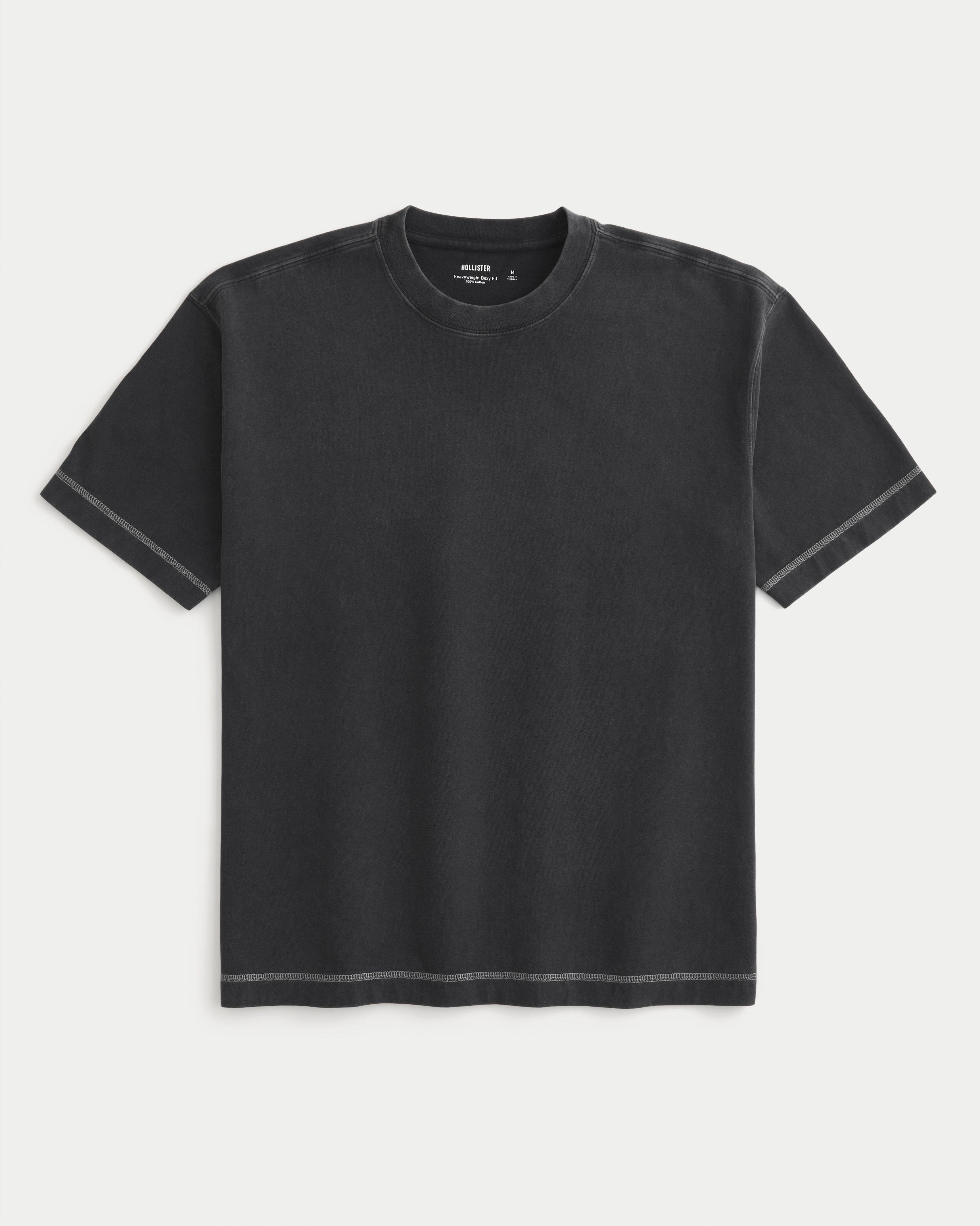 Boxy Heavyweight Contrast Stitch Crew T-Shirt