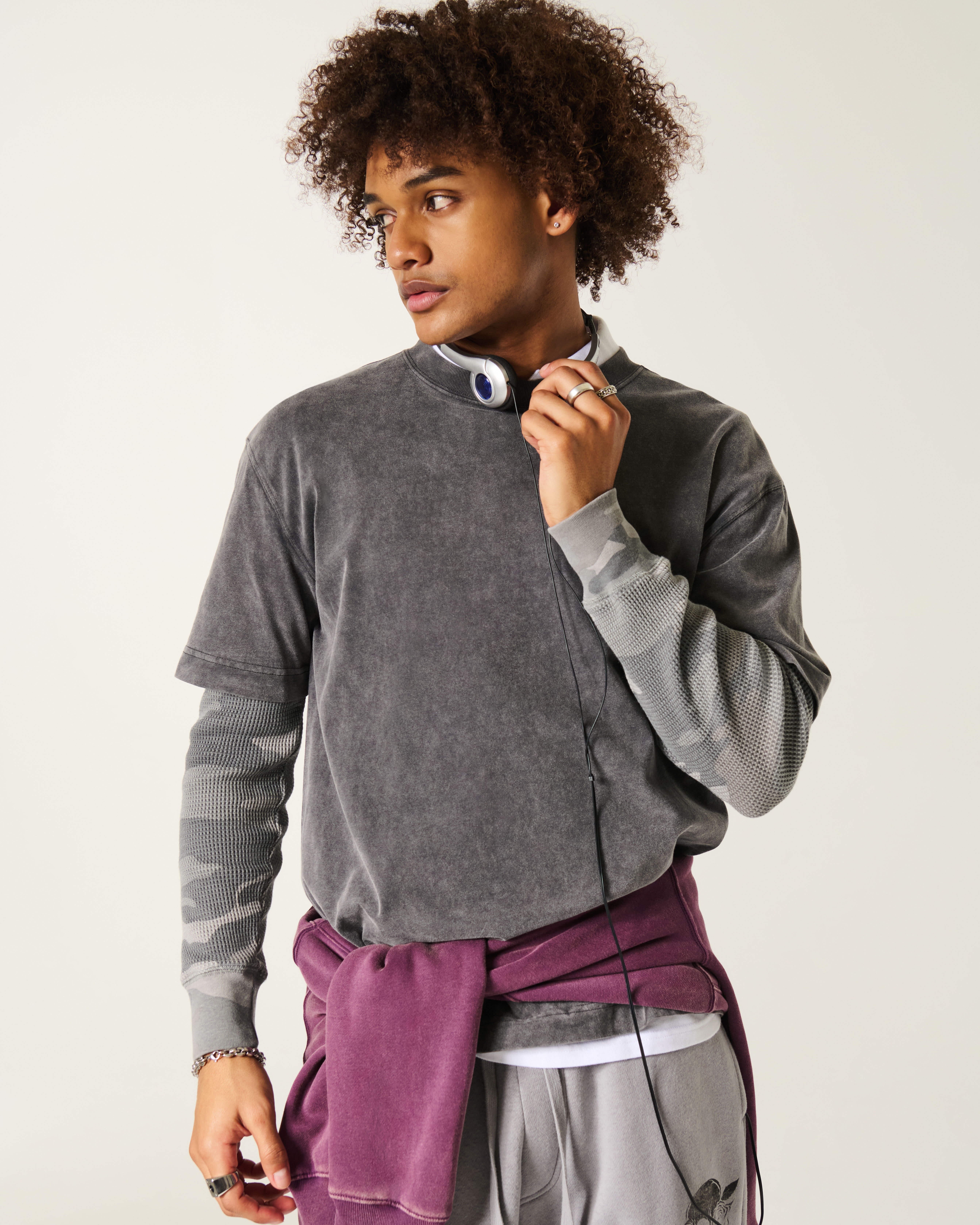 Layered 2-in-1 Long-Sleeve Crew T-Shirt