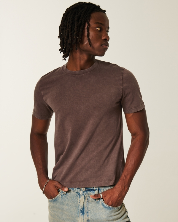 Slim Crop Tee, Washed Dark Brown view 1