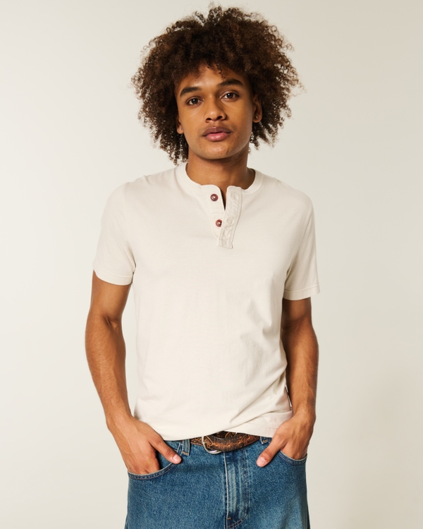 Slim Henley, Cream view 1