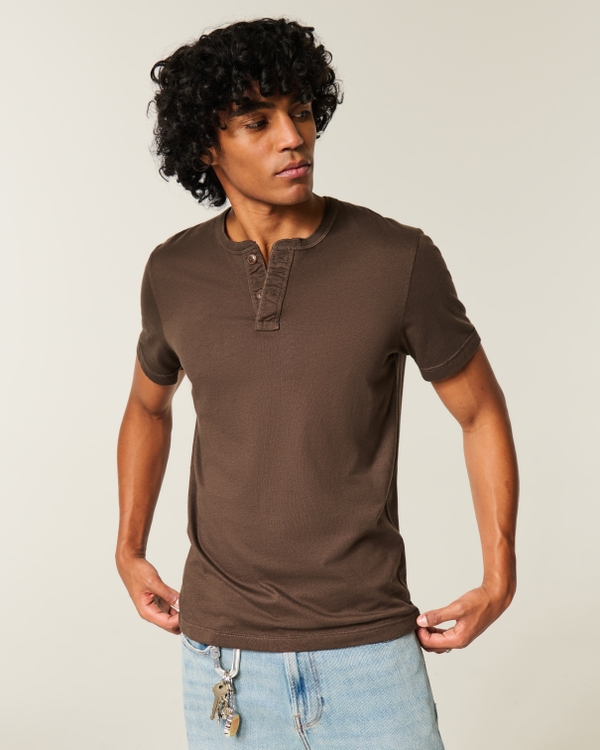 Slim Henley, Dark Brown view 1