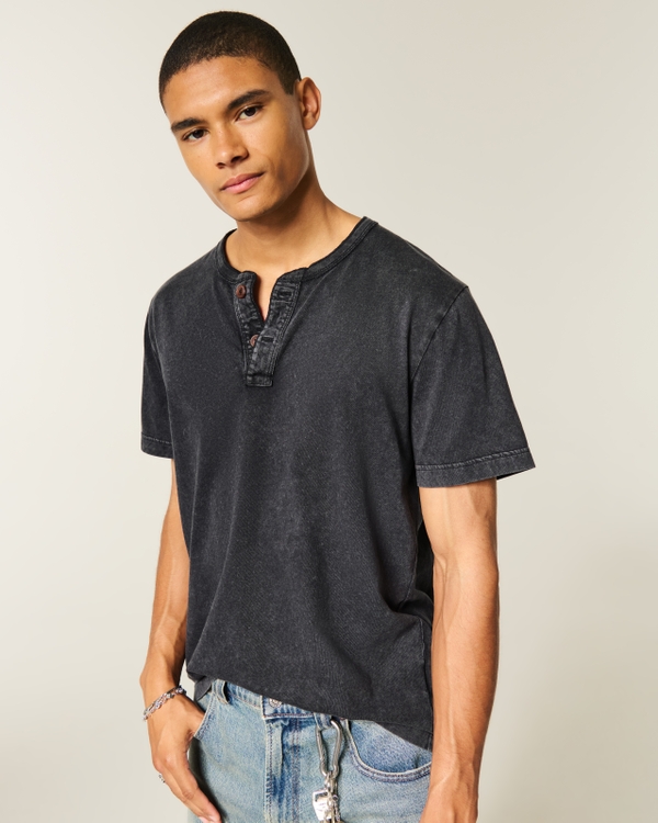 Slim Henley, Washed Black view 1
