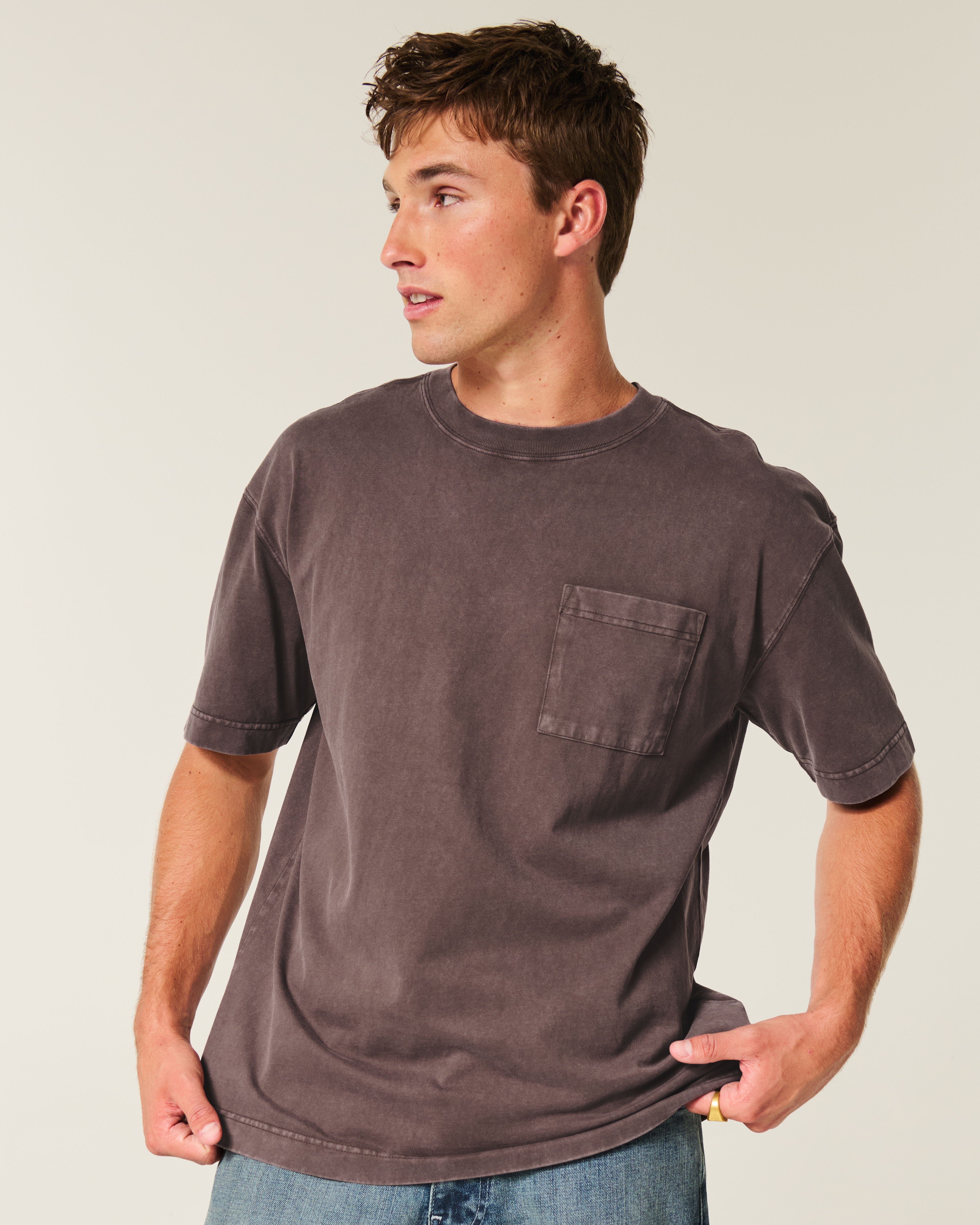 Boxy Heavyweight Washed Pocket Crew T-Shirt