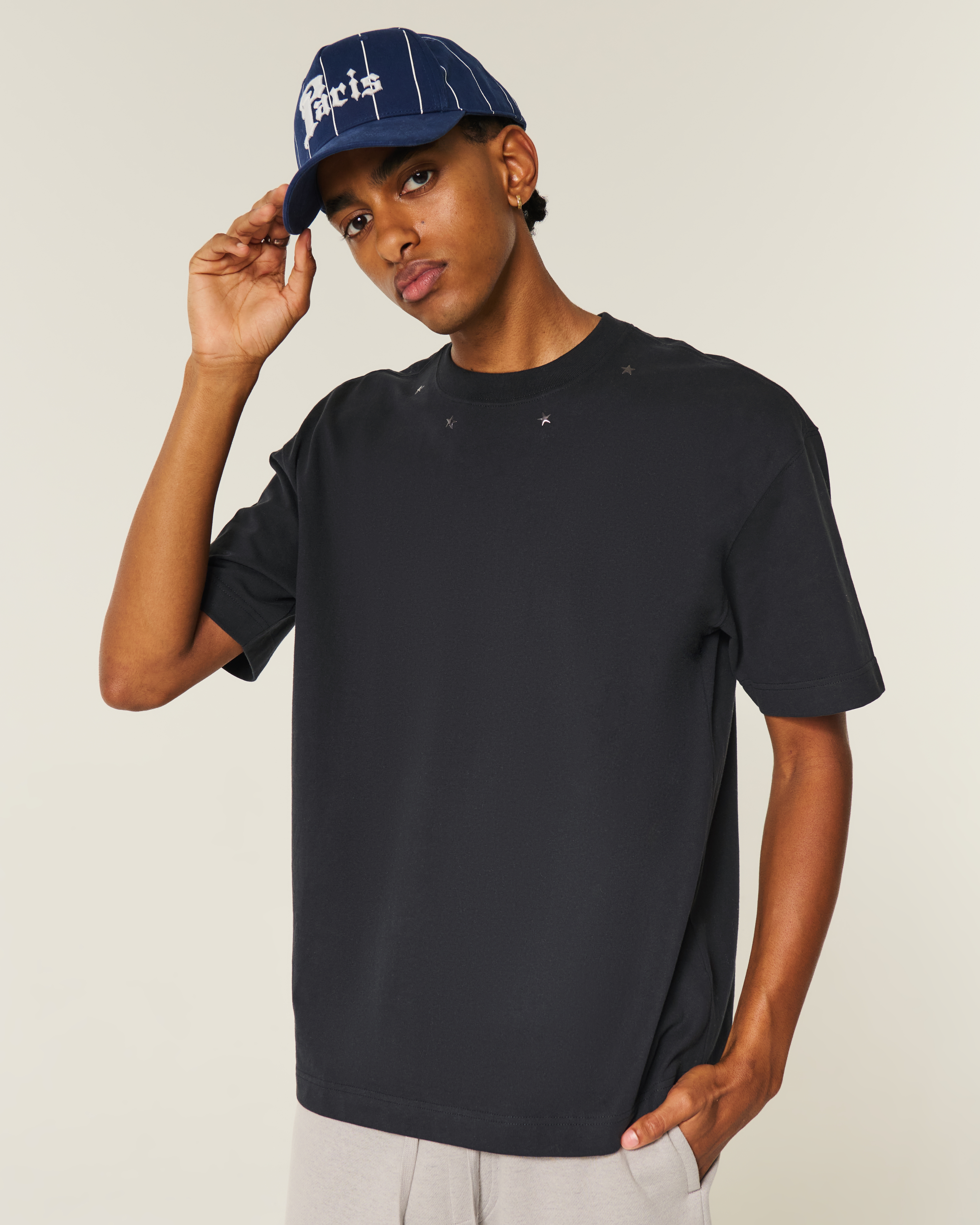 Boxy Heavyweight Star Embellished Crew T-Shirt
