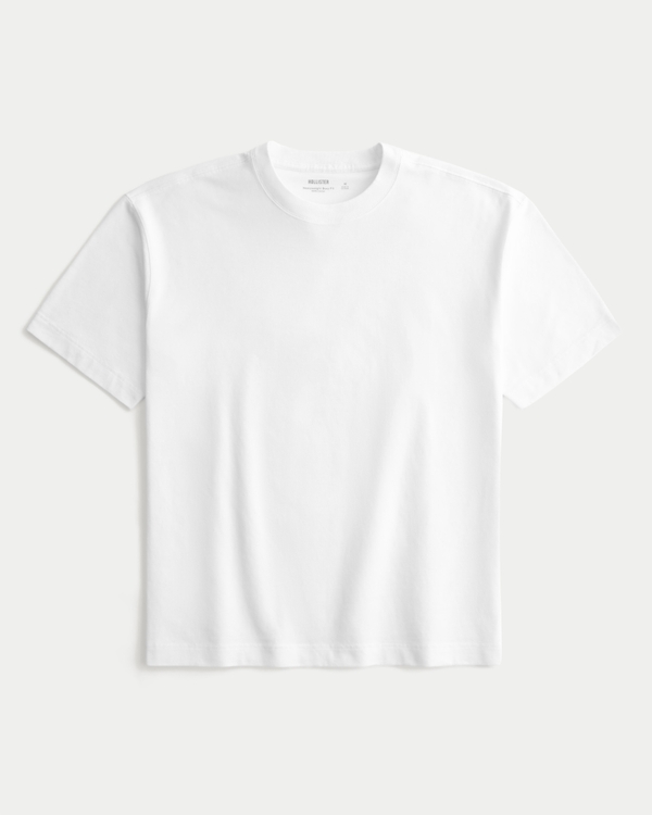 Boxy Heavyweight Cotton Crew T-Shirt, White view 1