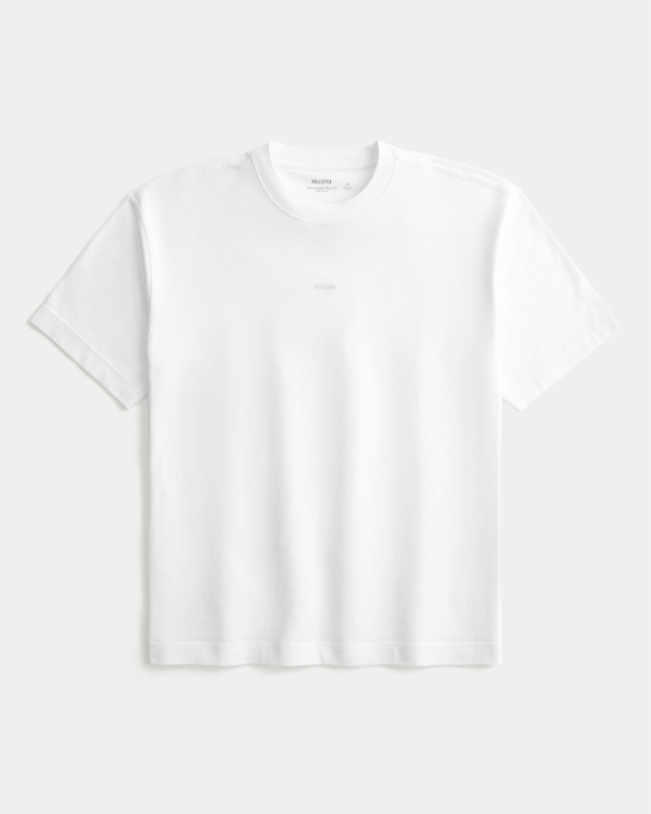 Boxy Heavyweight Logo Crew T-Shirt, White view 1