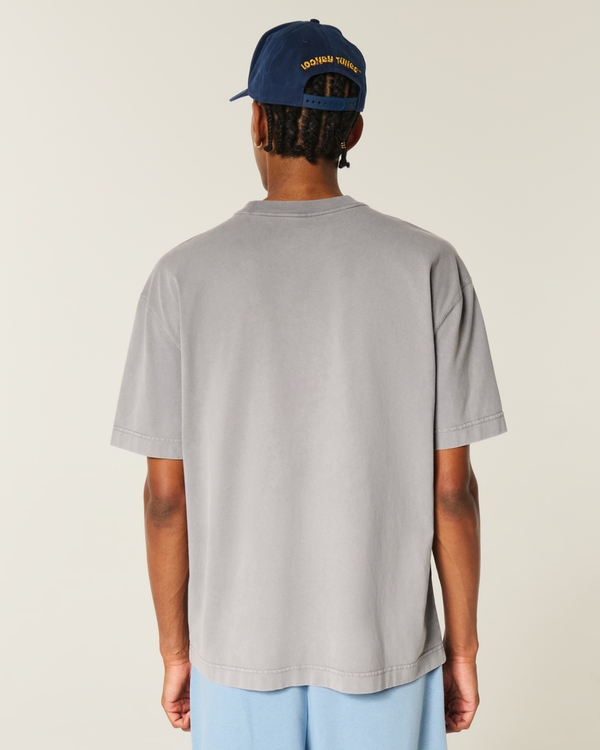 Boxy Heavyweight Logo Crew T-Shirt, Washed Gray view 2