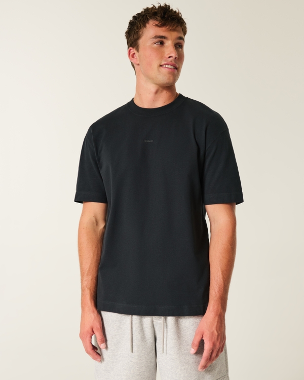 Boxy Heavyweight Logo Crew T-Shirt, Black view 1