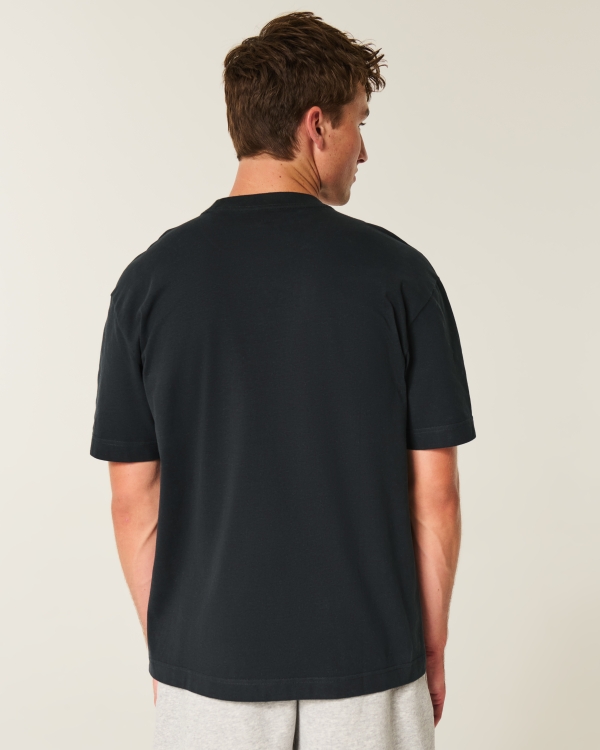 Boxy Heavyweight Logo Crew T-Shirt, Black view 2