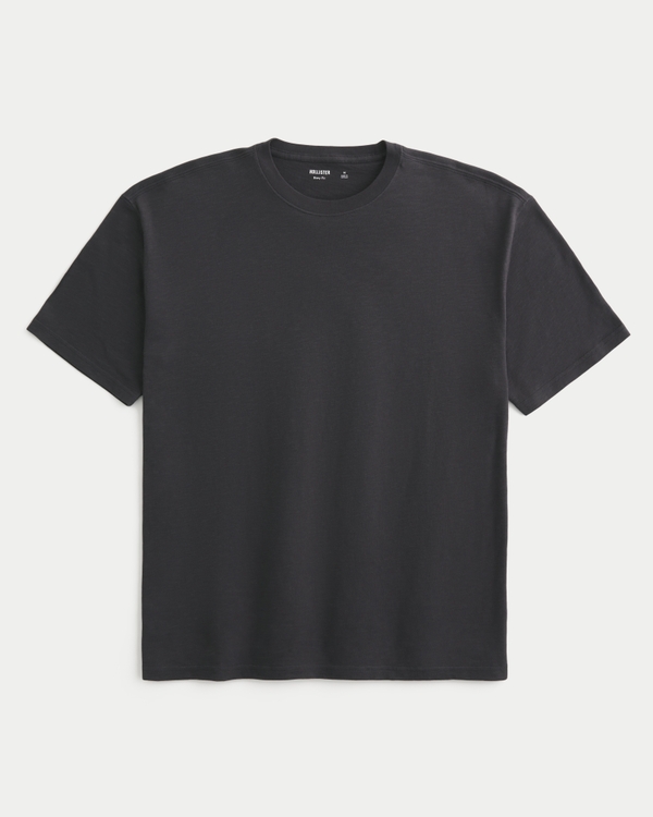 Boxy Slub Crew T-Shirt, Faded Black view 1