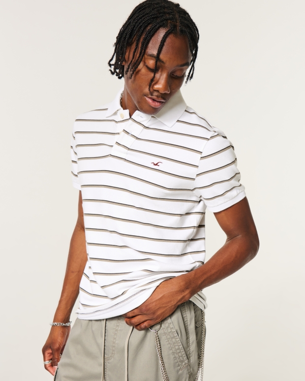Vault Release Striped Icon Polo, White Stripe view 1
