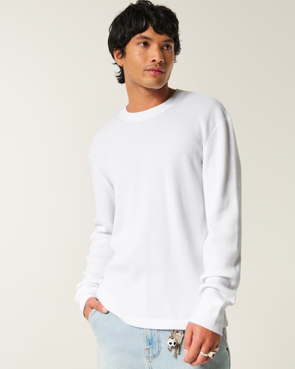 Long-Sleeve Thermal Crew T-Shirt, White view 1
