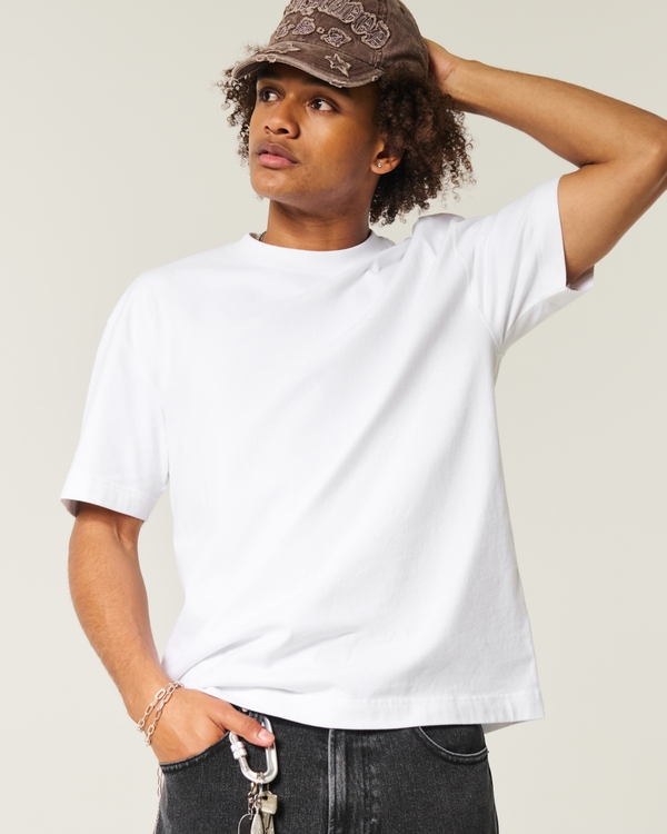 Boxy Heavyweight Crew T-Shirt, White view 1