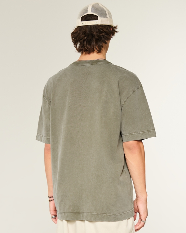 Boxy Heavyweight Crew T-Shirt, Washed Olive view 2