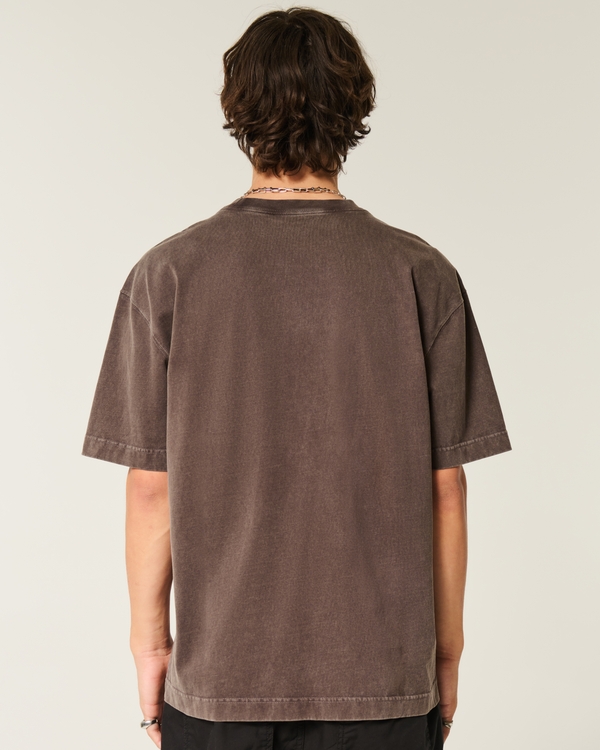 Boxy Heavyweight Crew T-Shirt, Washed Dark Brown view 2