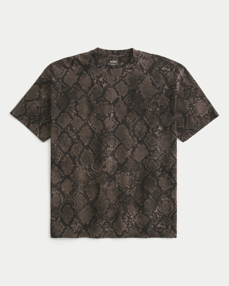 Boxy Heavyweight Leopard Print Crew T-Shirt