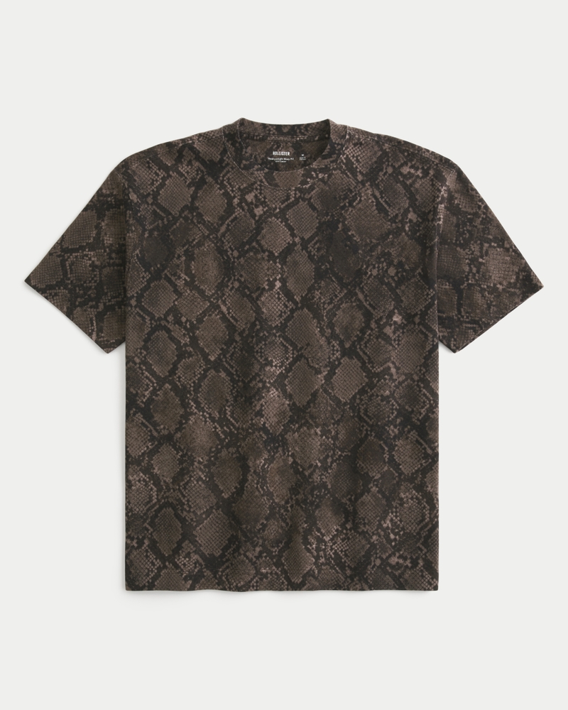 Boxy Heavyweight Leopard Print Crew T-Shirt