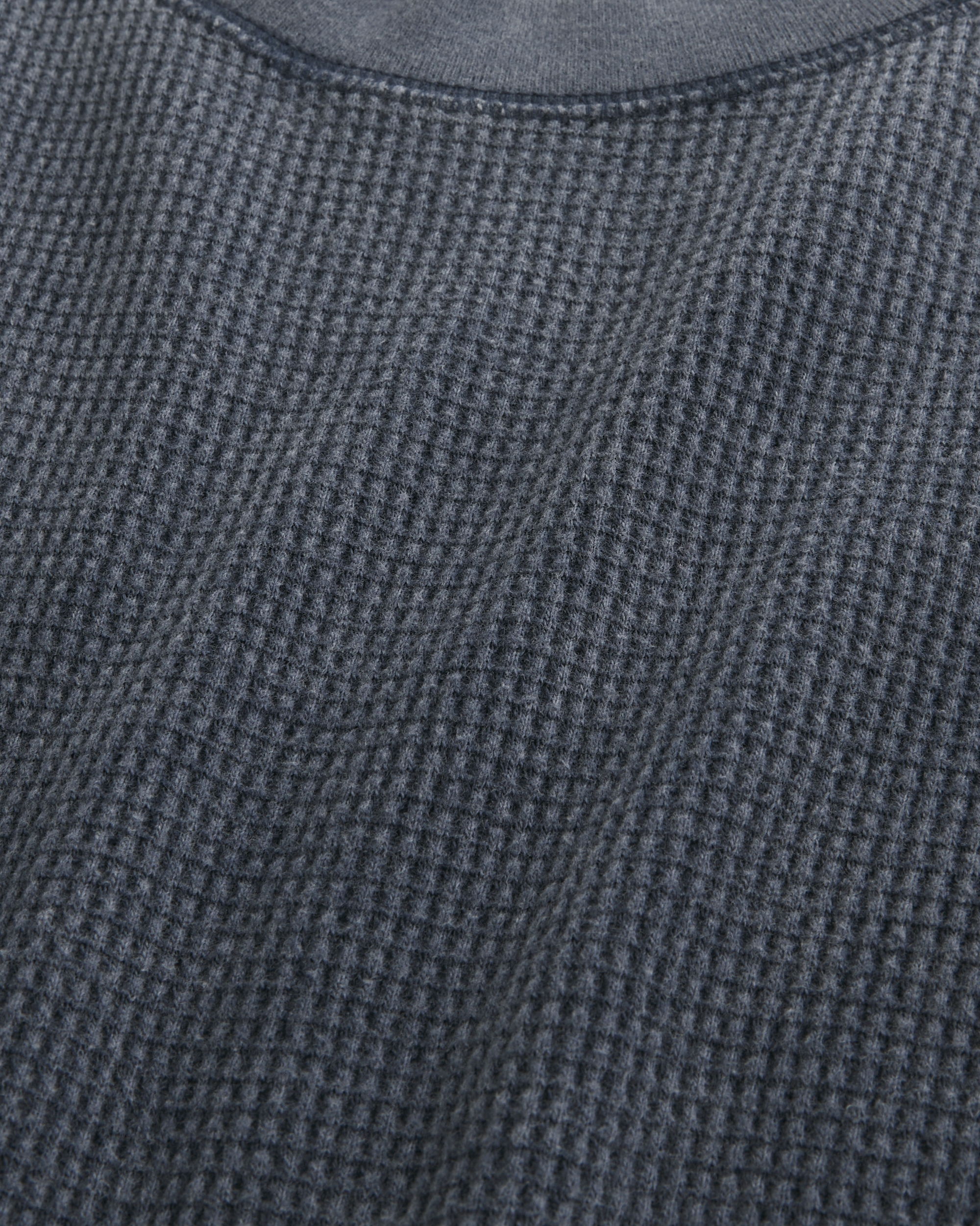 Relaxed Long-Sleeve Waffle Knit Crew T-Shirt