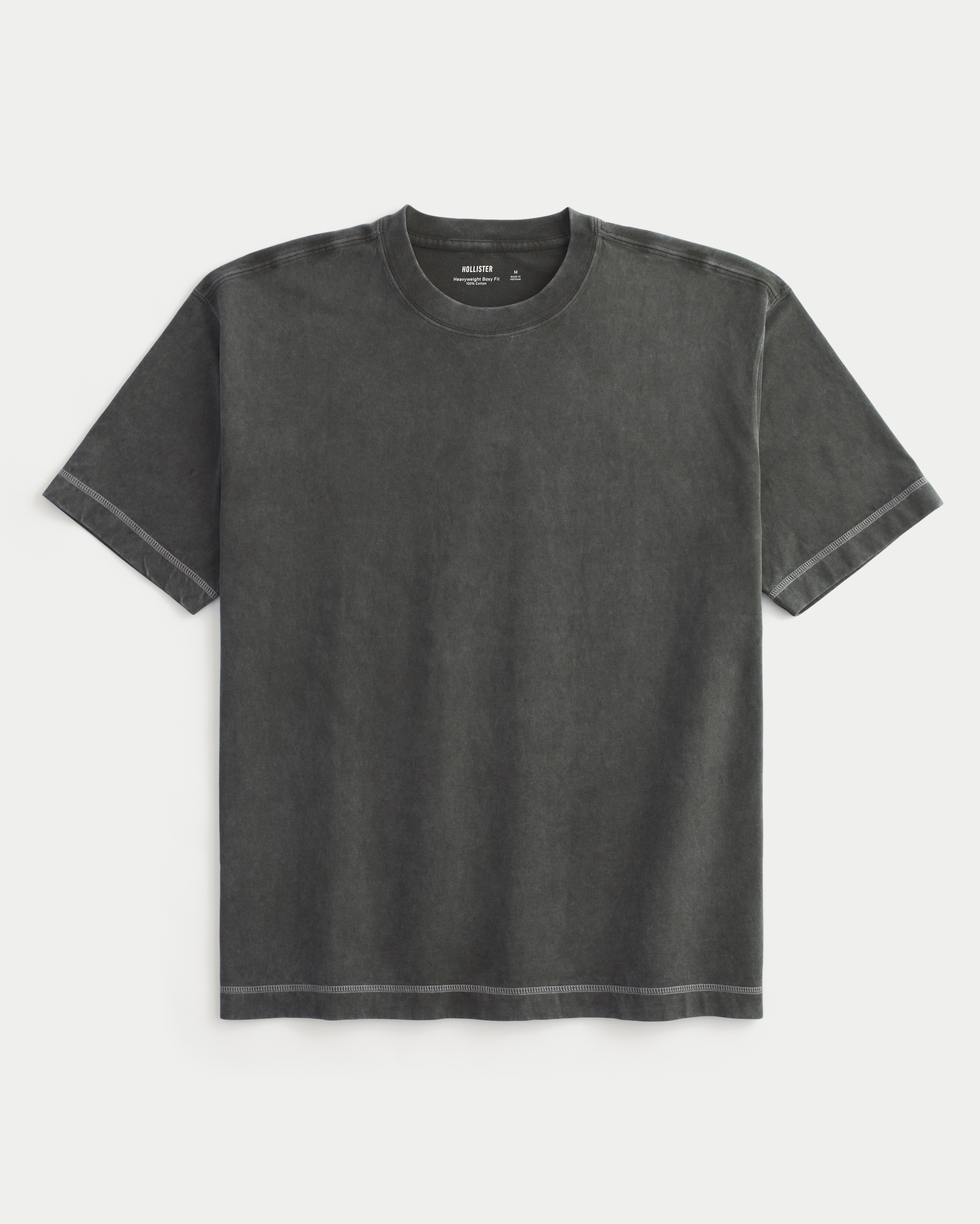 Boxy Heavyweight Cotton Contrast Stitch Crew T-Shirt