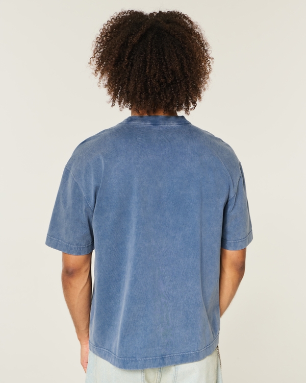 Boxy Washed Heavyweight Crew T-Shirt, Washed Navy view 2