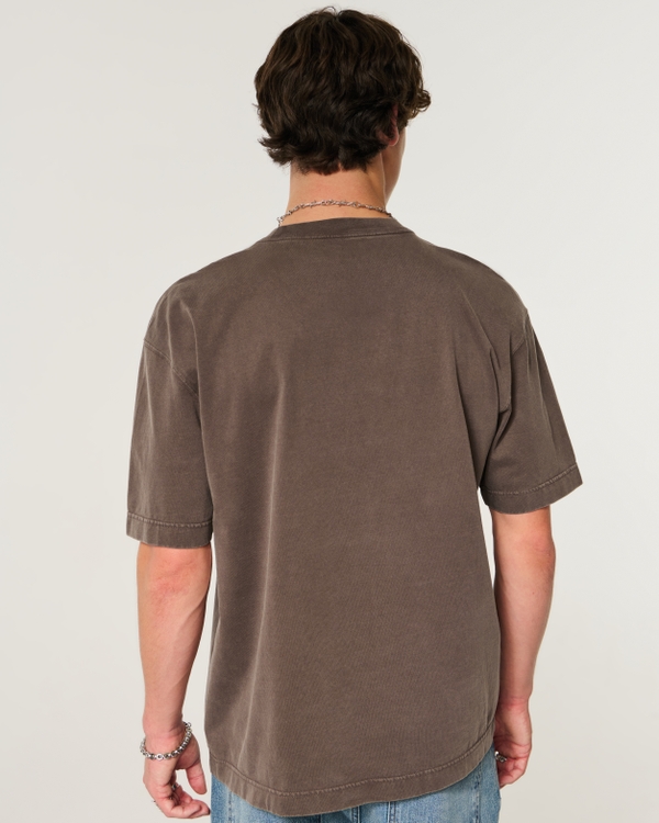 Boxy Heavyweight Crew T-Shirt, Washed Darak Brown view 2