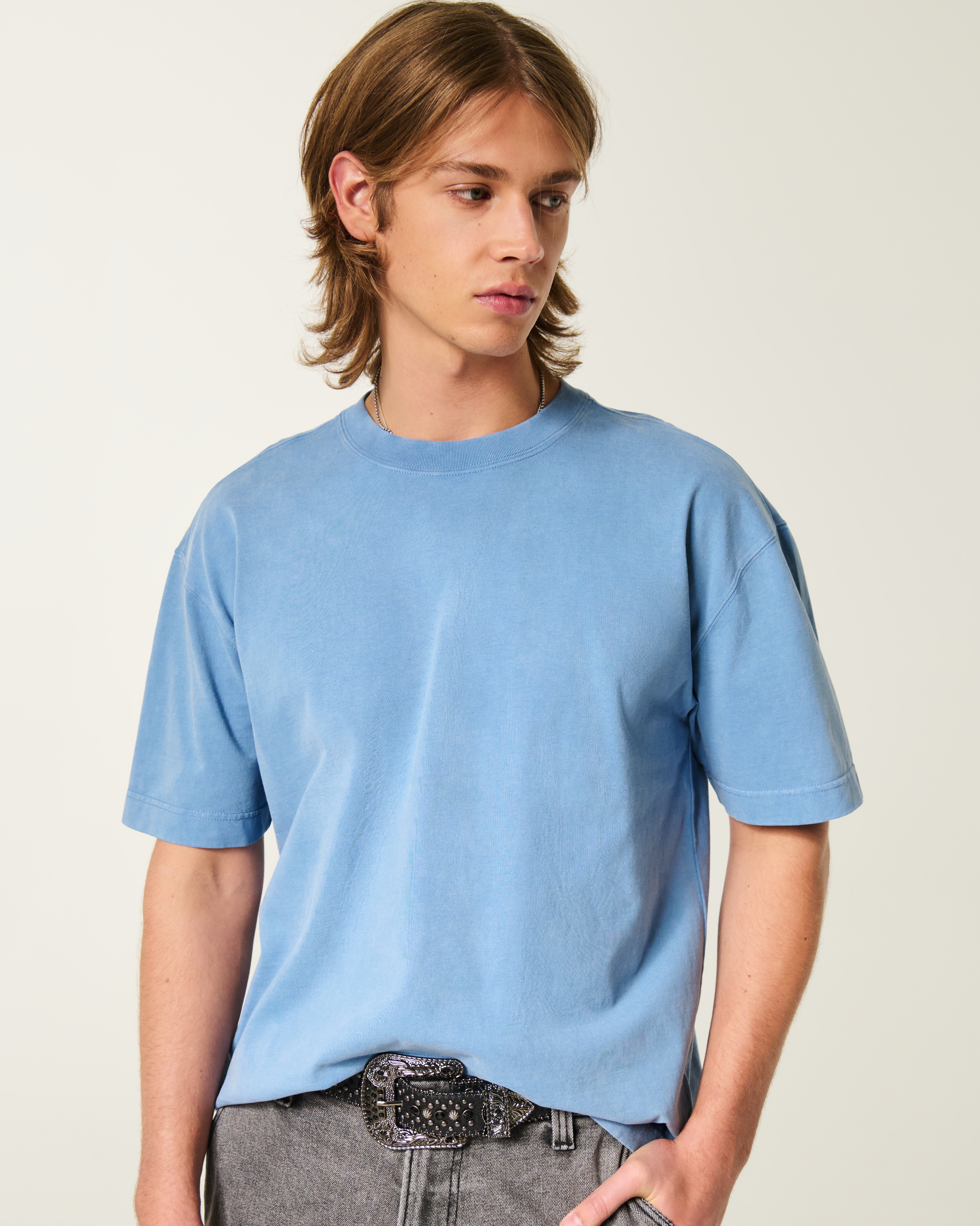 Boxy Heavyweight Washed Cotton Crew T-Shirt