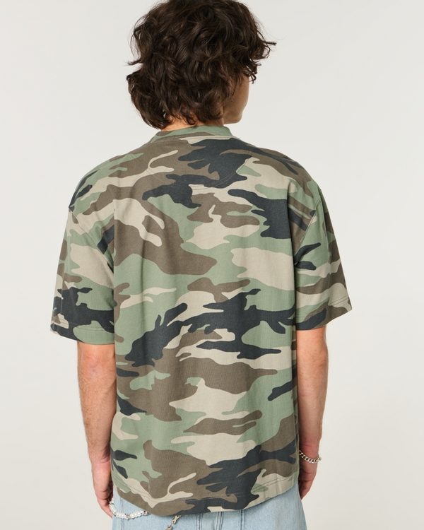 Boxy Heavyweight Cotton Camo Crew T-Shirt, Camo view 2