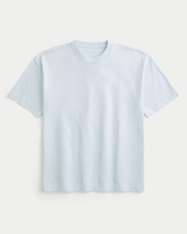 Boxy Heavyweight Cotton Crew T-Shirt, Light Blue view 1