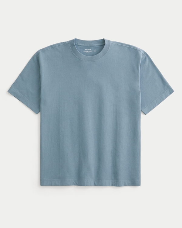 Boxy Heavyweight Cotton Crew T-Shirt, Slate view 1