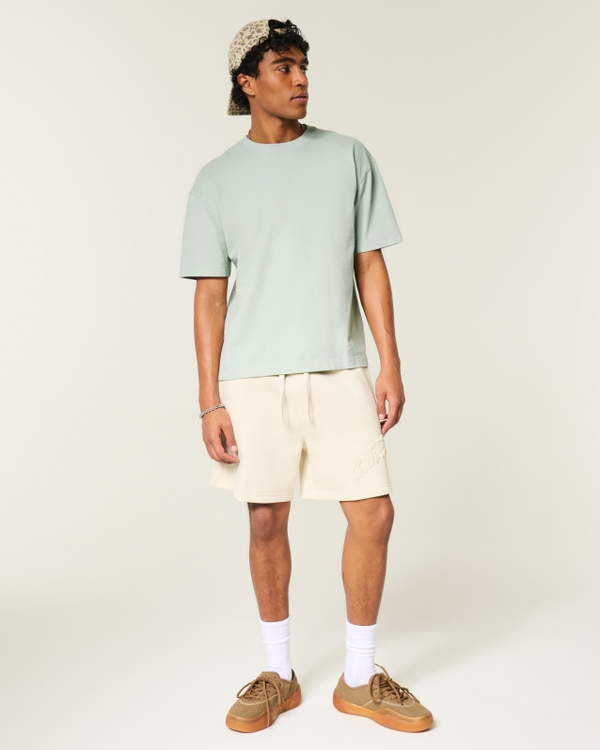 Boxy Heavyweight Cotton Crew T-Shirt, Light Green view 2