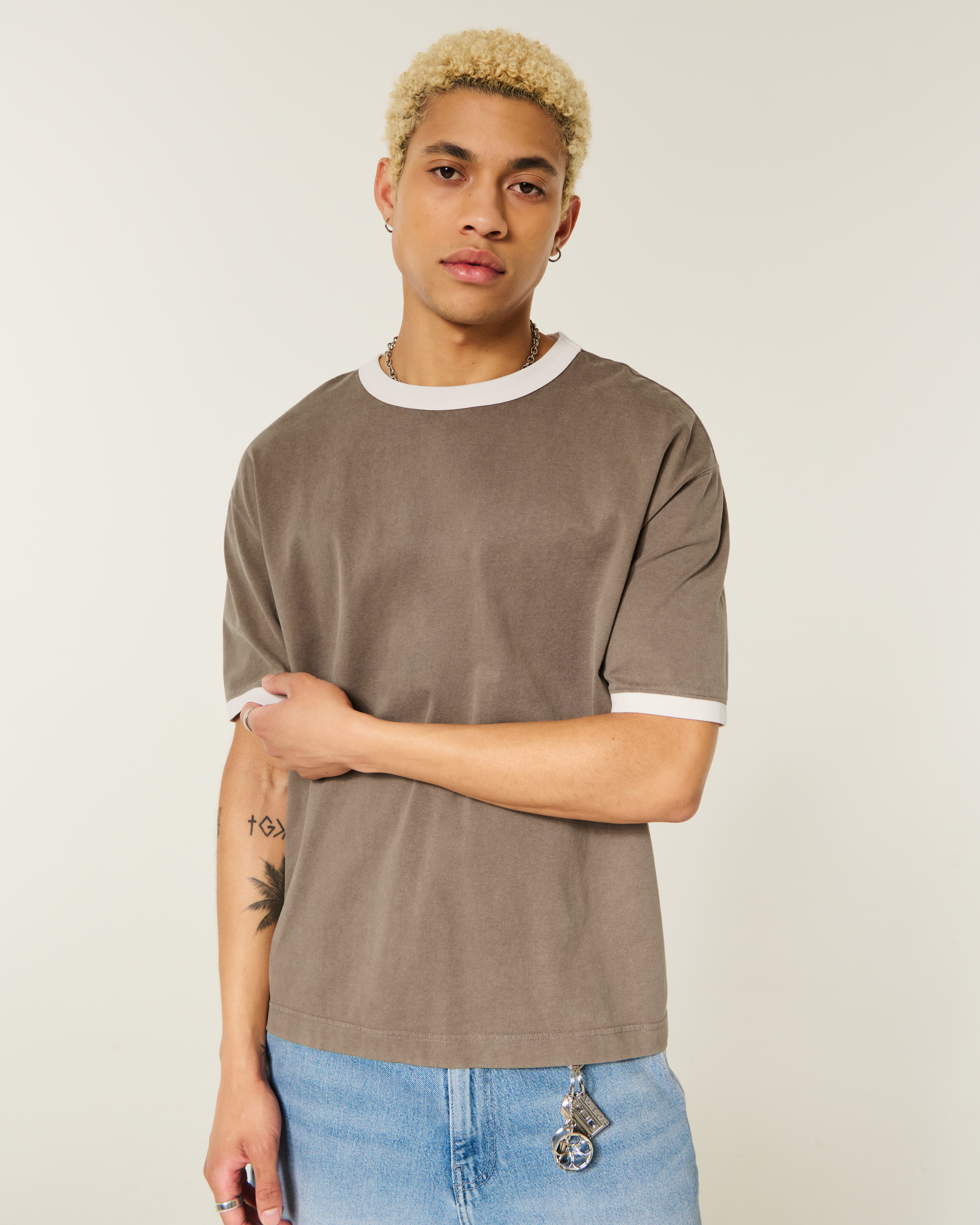 Boxy Heavyweight Ringer Crew T-Shirt