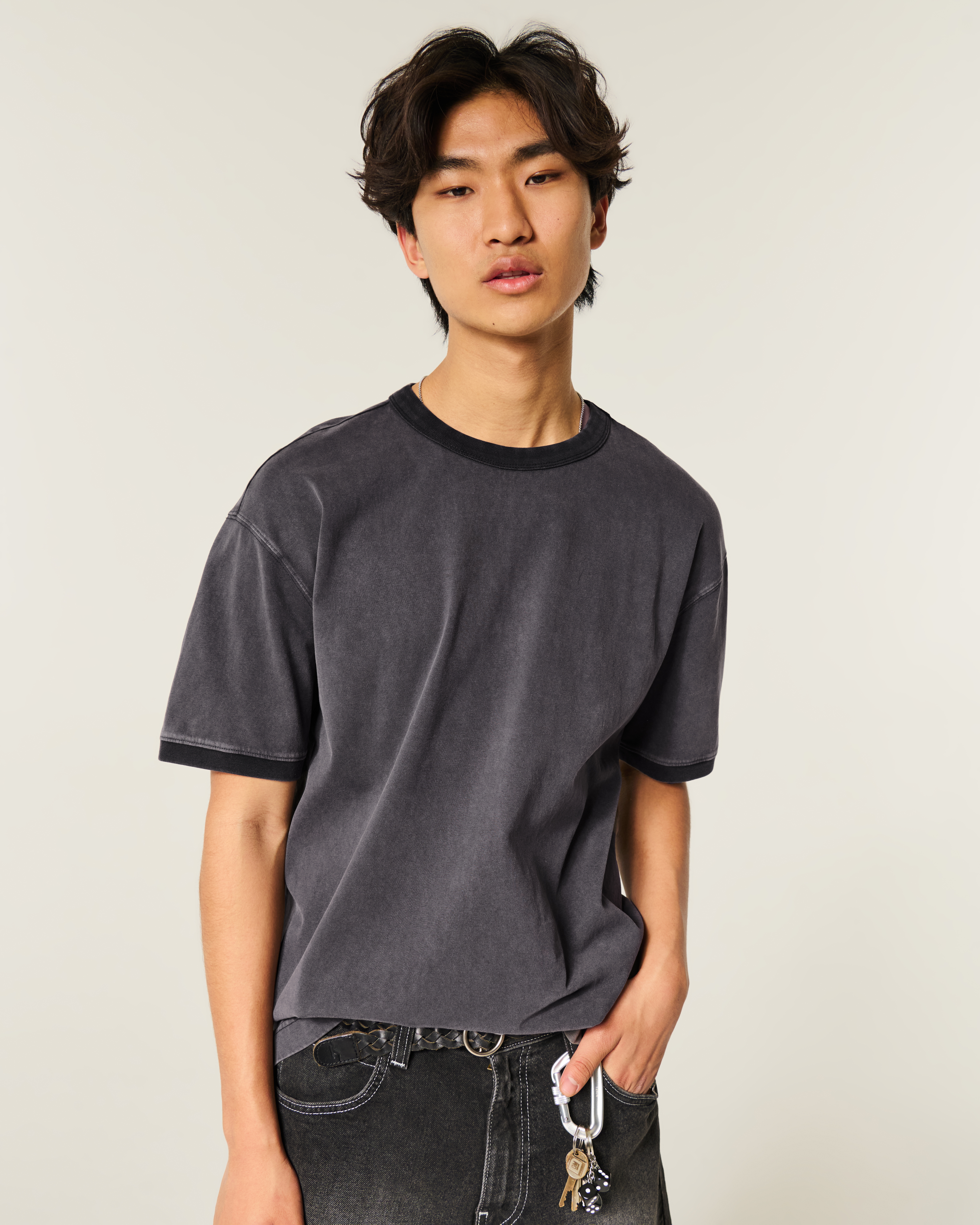 Boxy Heavyweight Ringer Crew T-Shirt