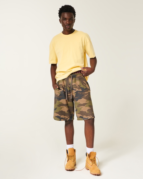 Boxy Heavyweight Cotton Crew T-Shirt, Yellow view 2