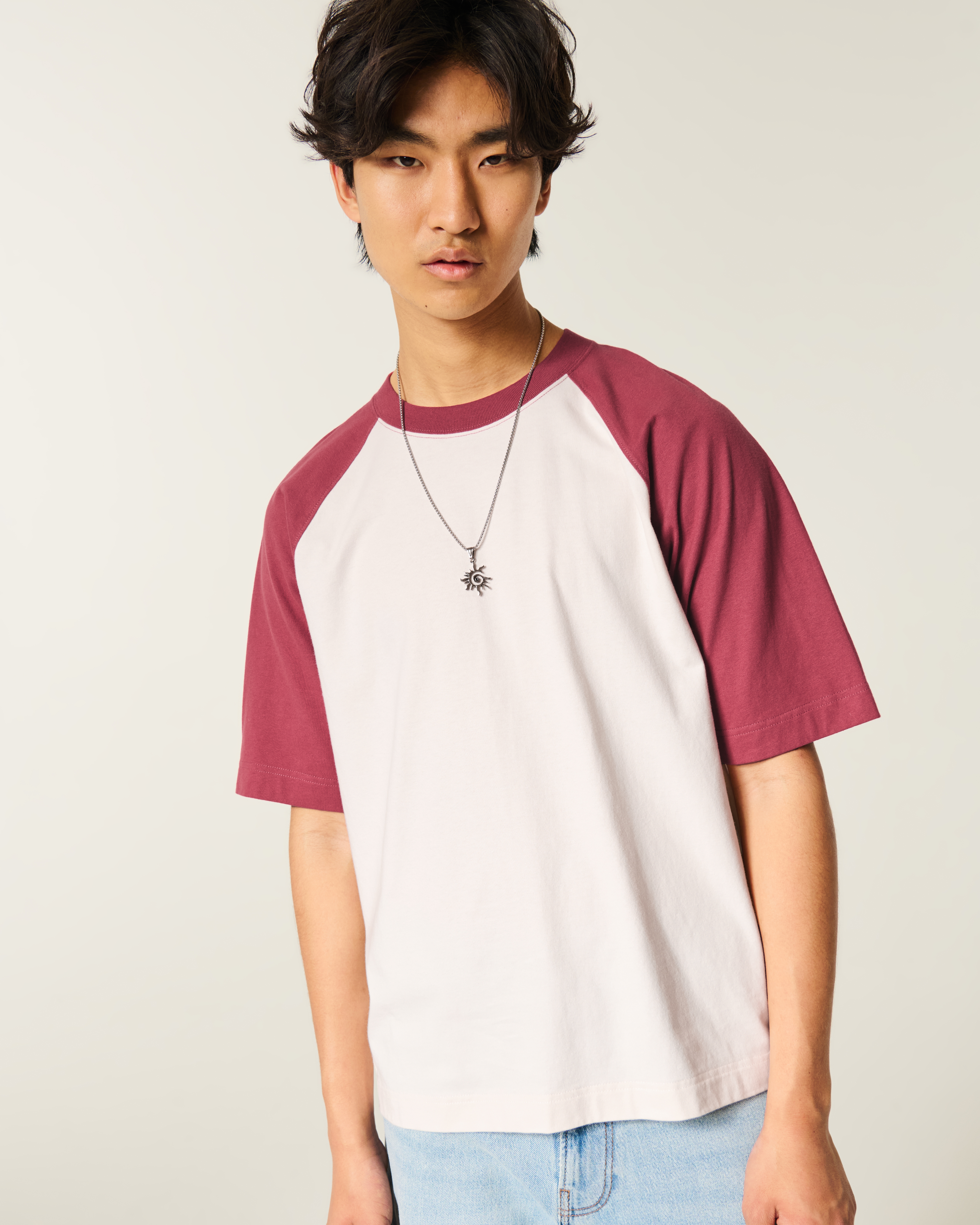 Boxy Heavyweight Cotton Raglan Crew T-Shirt