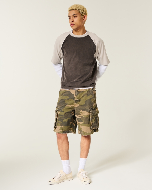 Boxy Heavyweight Cotton Raglan Crew T-Shirt, Dark Brown view 2