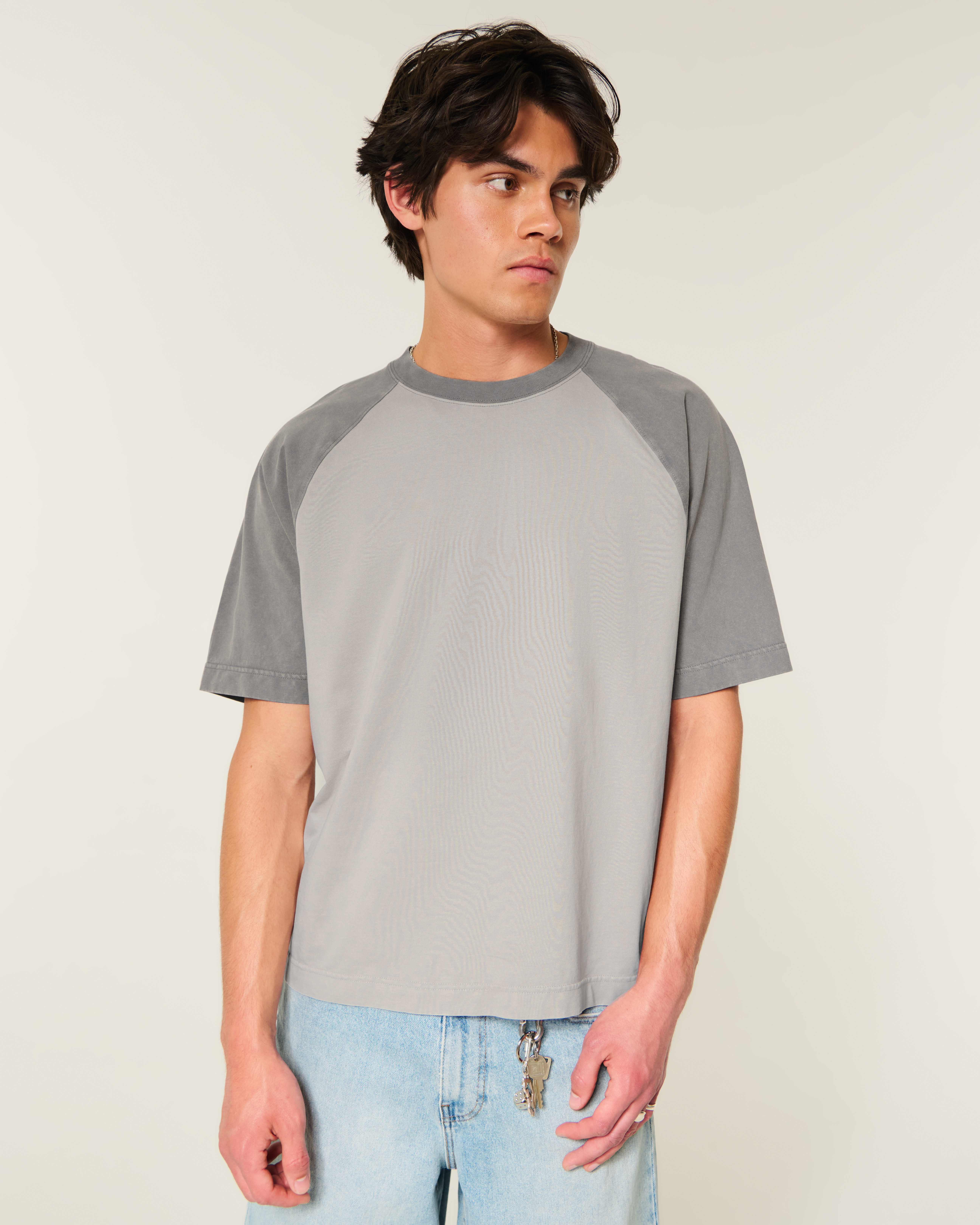Boxy Heavyweight Cotton Raglan Crew T-Shirt