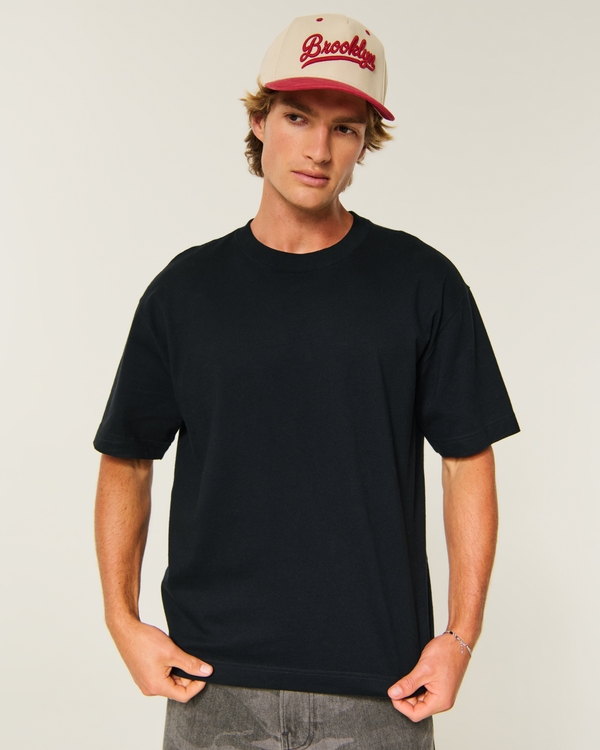 Boxy Heavyweight Crew T-Shirt, Black view 1