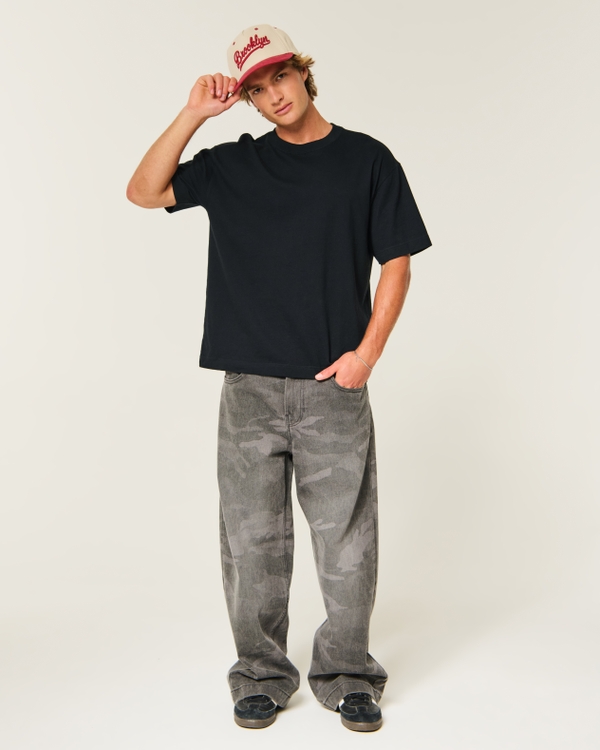 Boxy Heavyweight Crew T-Shirt, Black view 2