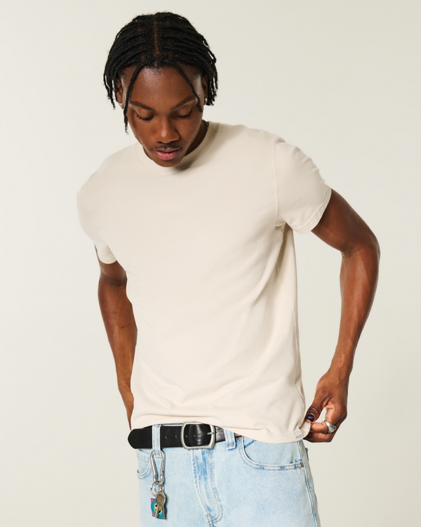 Heavyweight Slim Crew T-Shirt, Light Brown view 1