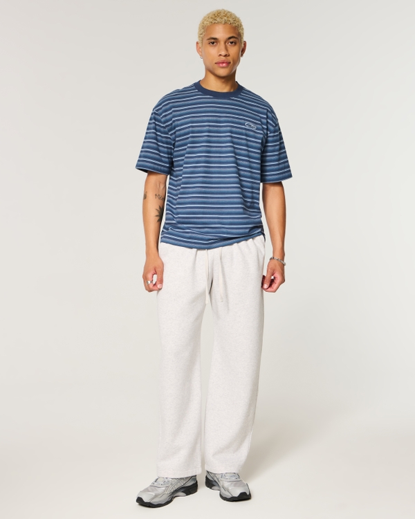 Boxy Heavyweight Logo Crew T-Shirt, Navy Stripe view 2
