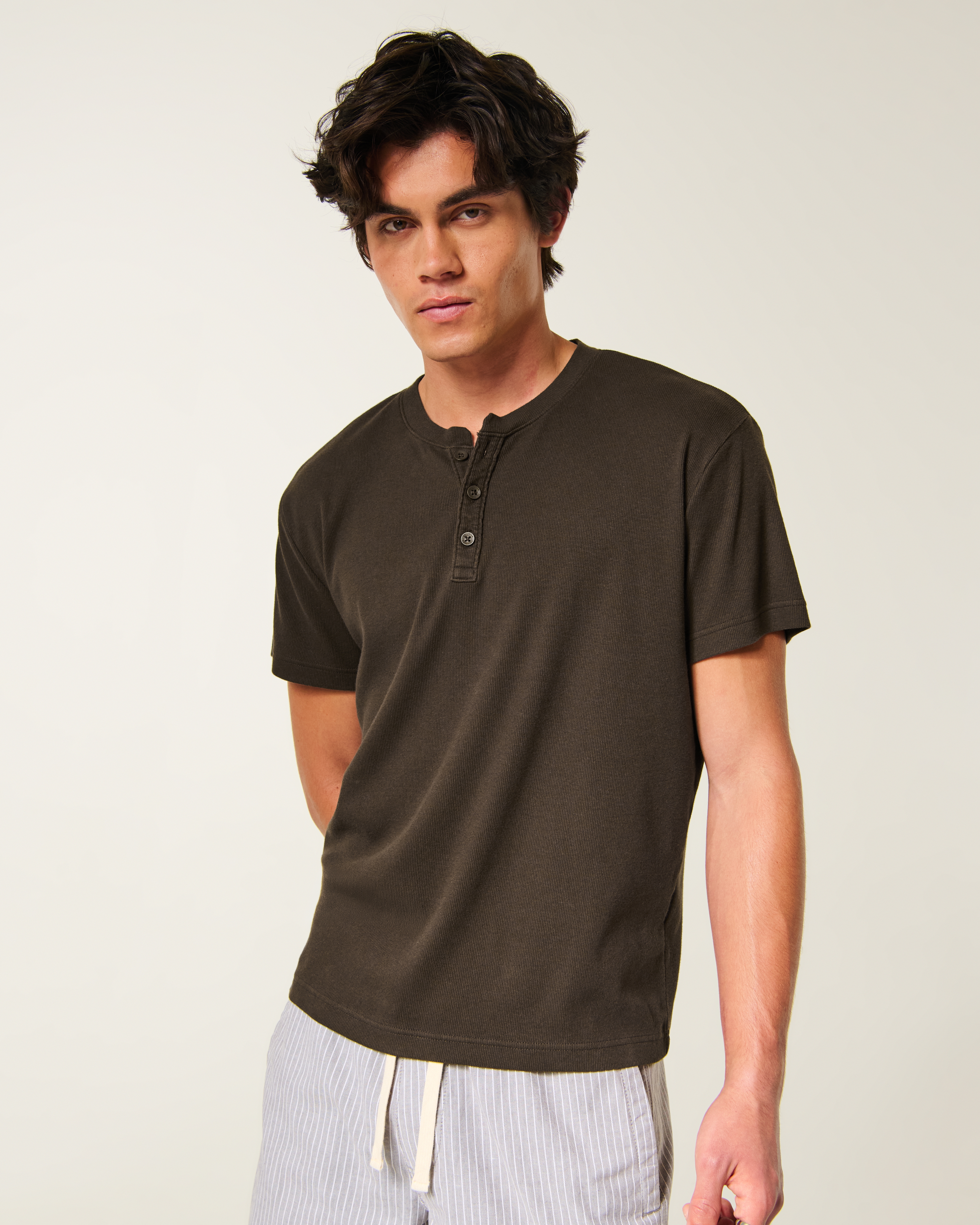 Relaxed Short-Sleeve Rib Henley