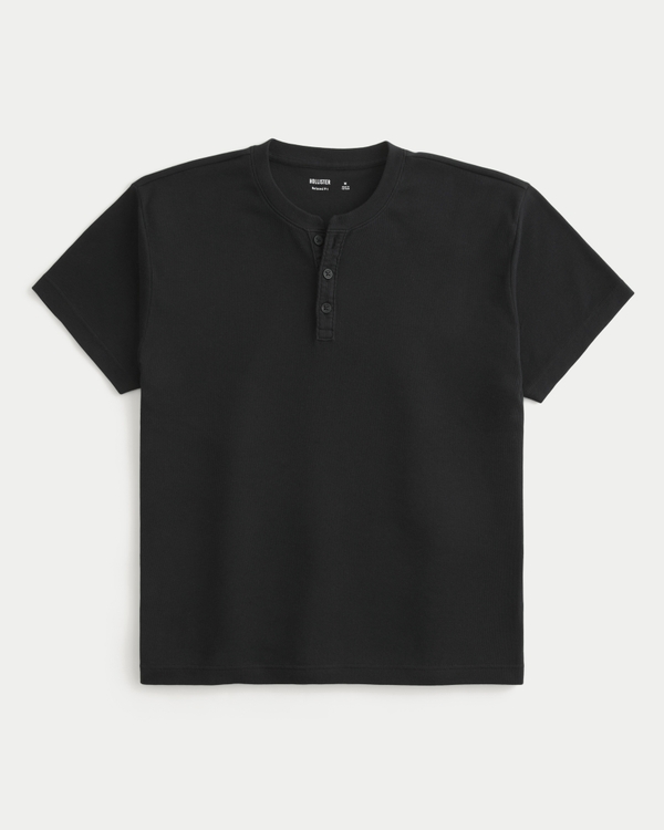 Men's Relaxed Short-Sleeve Rib Henley | Men's Tops | HollisterCo.com