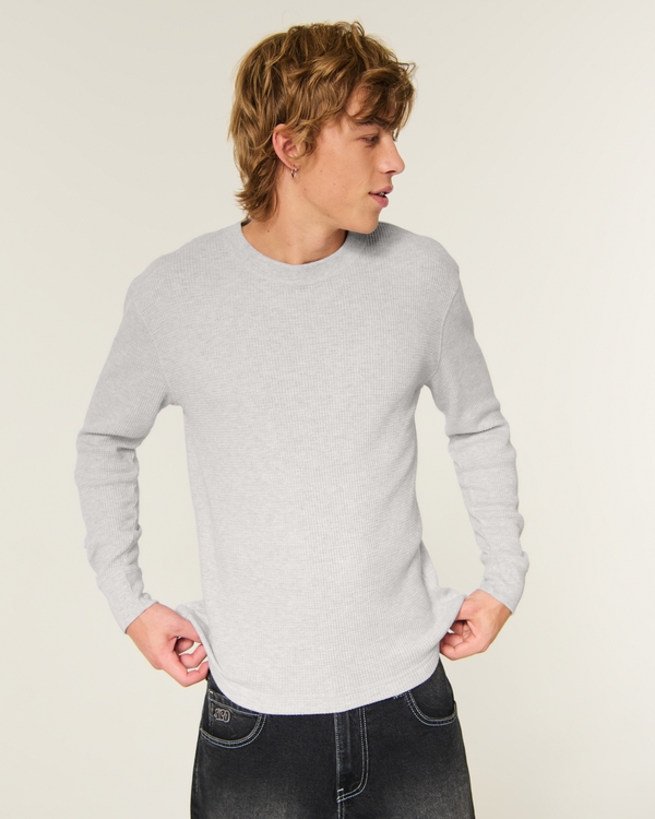 Relaxed Long-Sleeve Thermal Crew T-Shirt