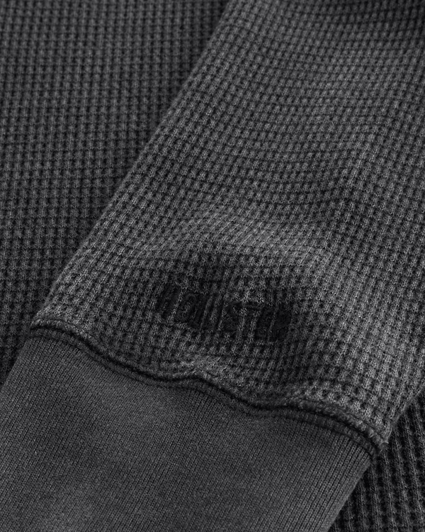 Relaxed Washed Long-Sleeve Thermal Crew T-Shirt, Charcoal view 2